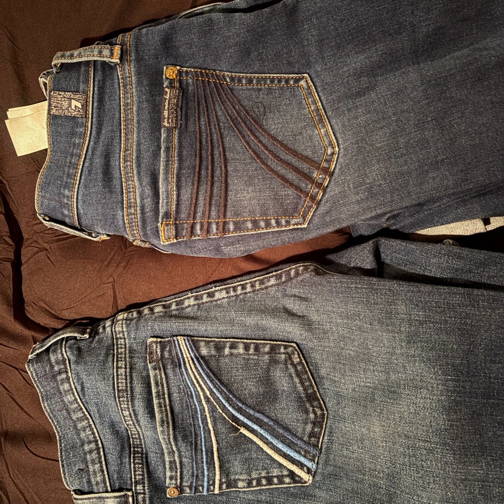 7 For All Mankind Dark and Light Blue Women's Jeans